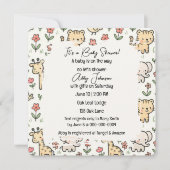Baby shower safaridieren met bloemen kaart (Voorkant)
