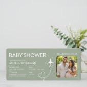 Baby shower Sage Green Boarding Pass vliegticket (Staand voorkant)