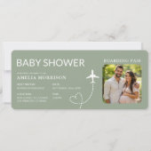 Baby shower Sage Green Boarding Pass vliegticket (Voorkant)