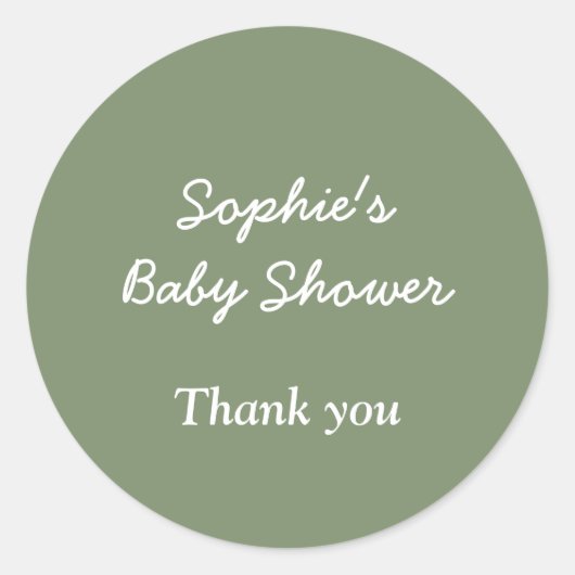 Baby shower Sage Green Dank u Sticker (Voorkant)