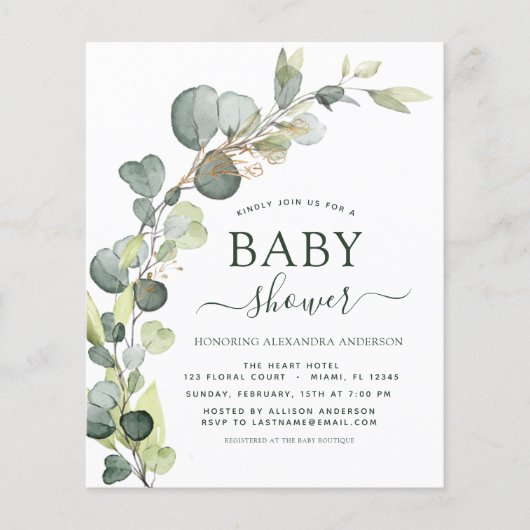 Baby shower Sage Groen Foto Groen Eucalyptus (Voorkant)