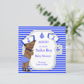 Baby shower Sailor Boy Royal Blue Stripe Ethnic Kaart (Staand voorkant)