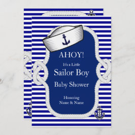 Baby shower Sailor Pet Boy Blue Stripe Kaart