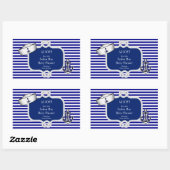 Baby shower Sailor Pet Boy Blue Stripe Rechthoekige Sticker (Vel)