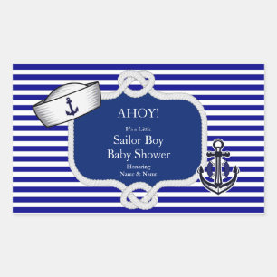 Baby shower Sailor Pet Boy Blue Stripe Rechthoekige Sticker