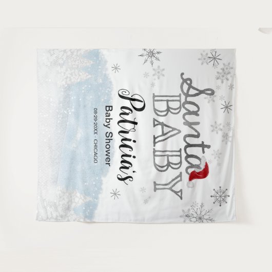 Baby shower Santa Baby Kerstjongen Wandkleed (Voorkant (horizontaal))