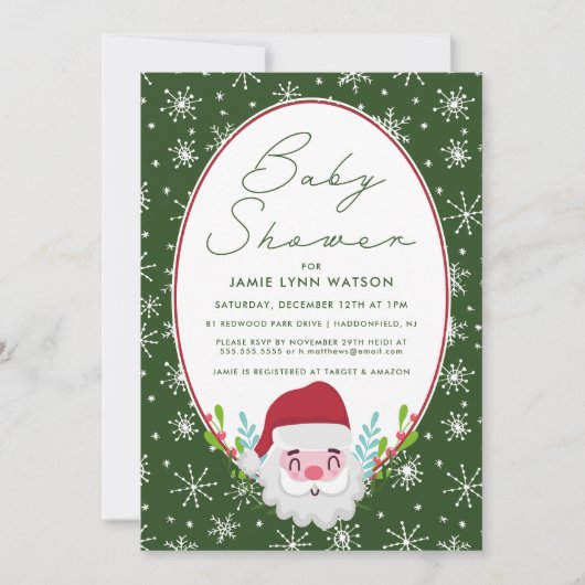 BABY SHOWER | Santa Claus Snowflake Pattern Kaart (Voorkant)