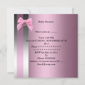Baby shower  Satin Pink Silver Stripe Bow Kaart (Achterkant)