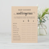 Baby shower Scattergories party game Kaart (Staand voorkant)
