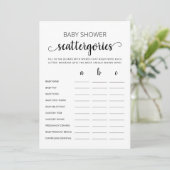 Baby shower Scattergories party game Kaart (Staand voorkant)