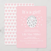 Baby shower schatje bloesem maakt roze tekening  kaart (Voorkant / Achterkant)