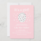 Baby shower schatje bloesem maakt roze tekening  kaart (Voorkant)