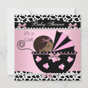 Baby Shower Schattig Baby Meisje Roze Koe Print Kaart