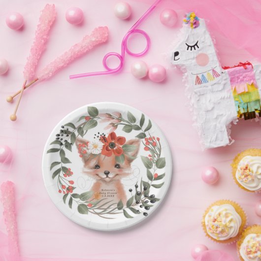 baby shower schattig bosgebied bord vossenpapier (Feest)