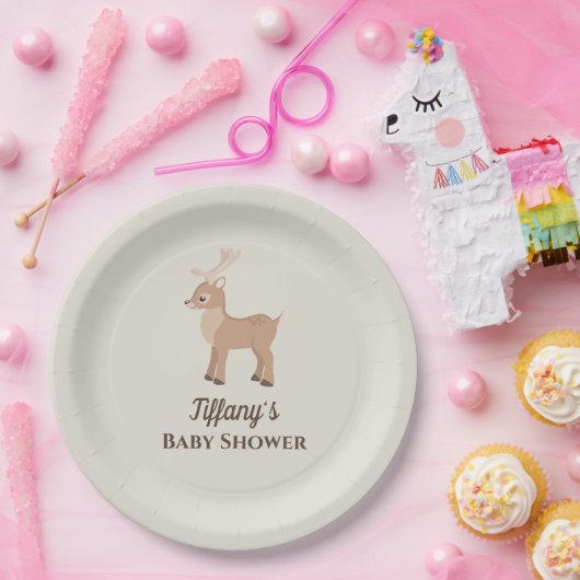 Baby shower schattig Deer Woodland Papieren Bordje (Feest)