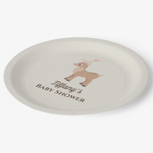 Baby shower schattig Deer Woodland Papieren Bordje (Gekanteld)