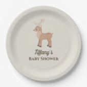 Baby shower schattig Deer Woodland Papieren Bordje (Voorkant)