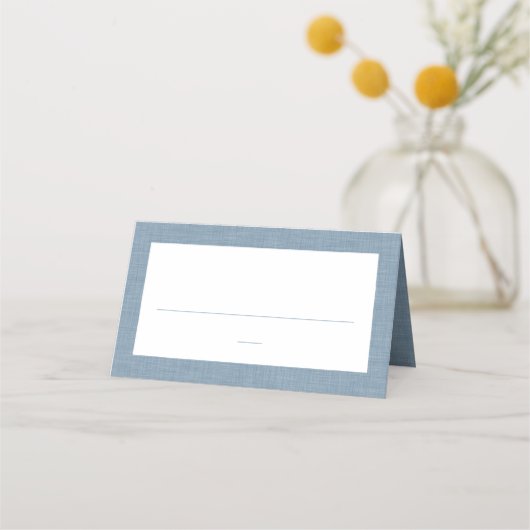 Baby shower schattig eenvoudig blauw chambray plaatskaartje (Voorkant)