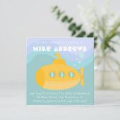 Baby Shower: Schattig geel onderzeewater Kaart (Staand voorkant)