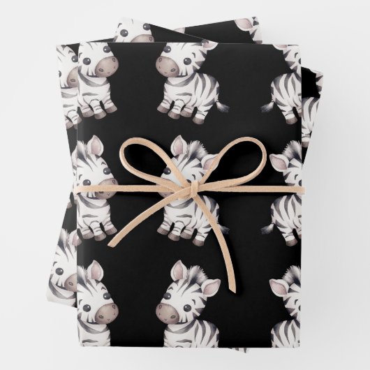 Baby shower schattig zebrapatroon inpakpapier vel (In situ)