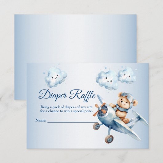 Baby shower Schattige Baby Beer Pilot Blue Airplan Informatiekaartje (Voorkant / Achterkant)