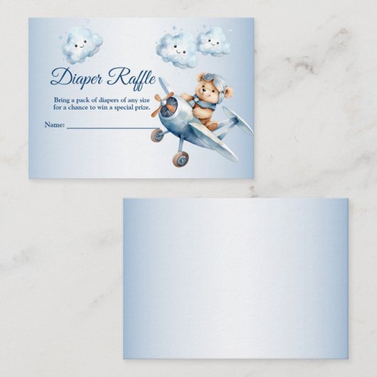 Baby shower Schattige Baby Beer Pilot Blue Airplan Informatiekaartje (Voorkant / Achterkant)