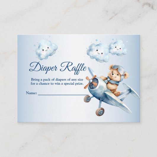 Baby shower Schattige Baby Beer Pilot Blue Airplan Informatiekaartje (Voorkant)