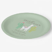 Baby shower schattige baby blauwgroen bruin papieren bordje (Gekanteld)