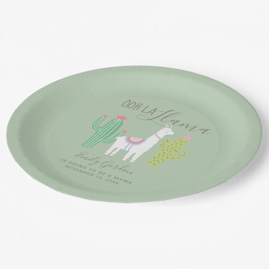 Baby shower schattige baby blauwgroen bruin papieren bordje (Gekanteld)