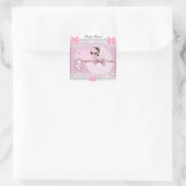  Baby shower Schattige Baby Meisje Roze Kant Vierkante Sticker (Tas)