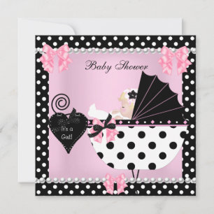 Baby Shower Schattige Baby Meisje Roze Stippen Blo Kaart