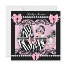 Baby Shower Schattige Baby Meisje Roze Zebra Kant