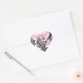 Baby shower Schattige Baby Meisje Roze Zebra Spots Hart Sticker (Envelop)