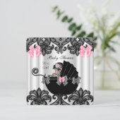 Baby shower Schattige Baby Meisje Roze Zebra Wit Z Kaart (Staand voorkant)