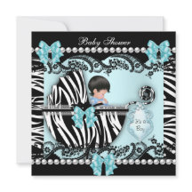 Baby Shower Schattige Babyjongen Blauwe Zebra Kant