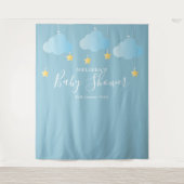 Baby shower Schattige Blauw Fotocabine Achtergrond Wandkleed (Voorkant)