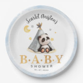 Baby shower Schattige Boho Panda in Tent Papieren Bordje (Voorkant)