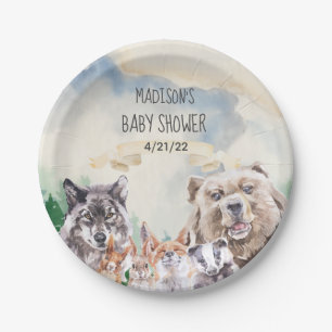 Baby shower Schattige bosdieren Waterverf Papieren Bordje