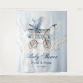 Baby shower Schattige Classic Baby kinderwagen Bla Wandkleed (Voorkant)
