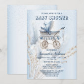 Baby shower Schattige Classic Wandelwagen Blauw Bl Kaart (Voorkant / Achterkant)