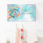 Baby shower schattige dolfijnen en Florals Spandoek (Insitu)