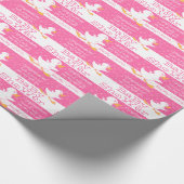 Baby shower schattige eend roze aangepaste verpakk cadeaupapier (Hoek)
