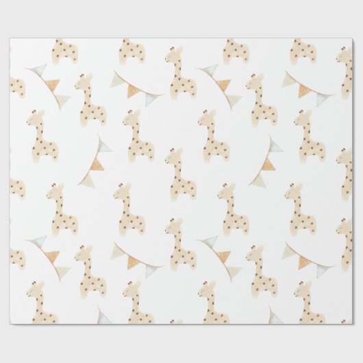 Baby shower schattige Giraffe Cadeaupapier (Vlak)