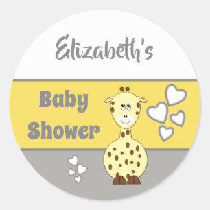 Baby shower schattige giraffe Party Favor Ronde Sticker