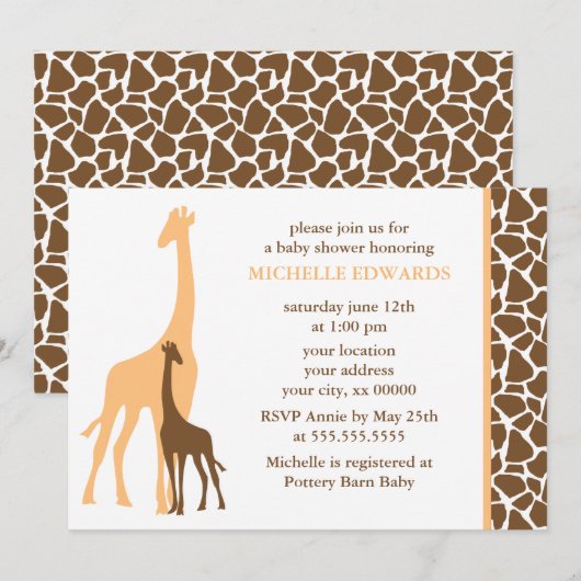 Baby shower schattige Giraffes Kaart (Voorkant / Achterkant)