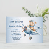 Baby shower Schattige Happy Blue Beer Pilot Mooi Kaart (Staand voorkant)