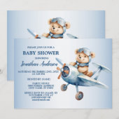 Baby shower Schattige Happy Blue Beer Pilot Mooi Kaart (Voorkant / Achterkant)