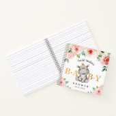 Baby shower Schattige Hippo Floral Gastenboek Notitieboek (Binnen)
