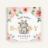 Baby shower Schattige Hippo Floral Gastenboek Notitieboek (Voorkant)