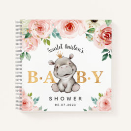 Baby shower Schattige Hippo Floral Gastenboek Notitieboek